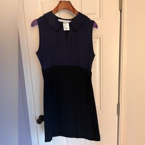 NWT Victoria Beckham CDC/Satin Crepe Shadow Collar Dress Navy/Black US size 8